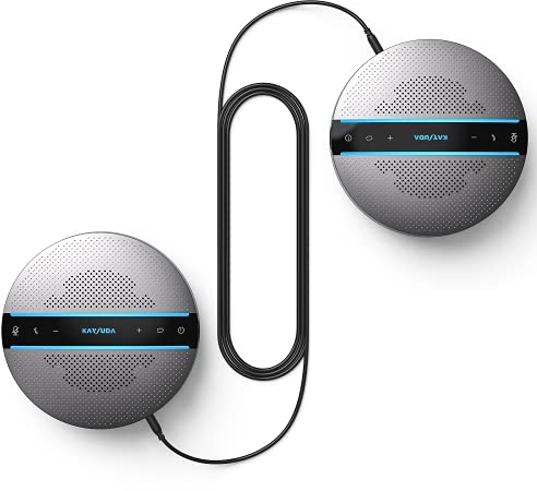 Kaysuda Bluetooth Conference Speakerphone SP300KIT 2pk Bundle, up to 16 Attendees, 18H Call Time, 360°Voice Pick-up 2x6 AI Echo & Noise Canceling Microphones, Daisy Chain