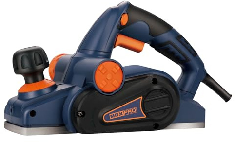 MAXPRO 710W Hobel eléctrico 16500 rpm Ancho de cepillado 82 mm con cuchillas intercambiables, profundidad de corte ajustable 0-2 mm para madera, 220-240V Máquina de cepillado manual – Herramienta