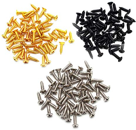 SAPHUE 3MM Screws Electric Guitar Bass Pickguard Screws Pick Guards 150pcs Scratch Plate Mounting Screws Fender Strat ST Tele TL Stratocaster Telecaster Gibson LP Les Paul SG Guitar (Mixed Color)