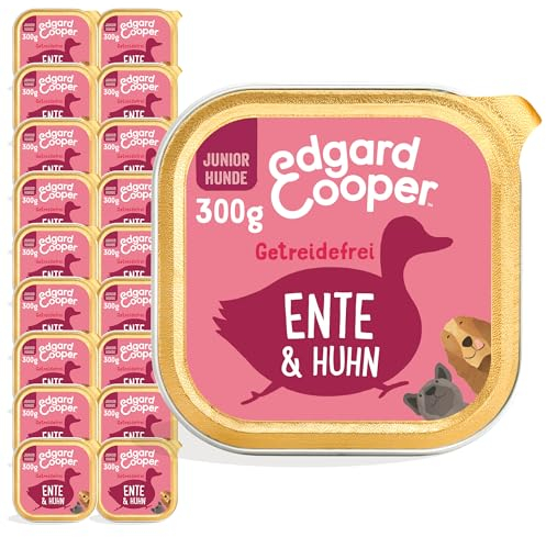 Edgard & Cooper Nassfutter für Welpen, (Ente & Huhn, 300g x 18), Getreidefrei, natürliche Zutaten und frisches Fleisch, voller essentieller Aminosäuren