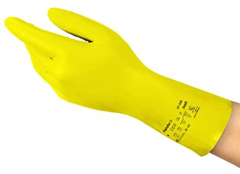 Ansell AlphaTec 37-320 Mehrzweckhandschuhe aus Nitril, Chemikalienschutz, Lebensmittel Geeignet, Wiederverwendbare Nitrilhandschuhe, Hausputz, Haushalt, Kochen, Gelb, Größe XL (12 Paar)