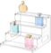 Janaden Perfume Organiser Display Stand, 4 Tiered Acrylic Riser Display Shelf, Clear Plastic Cupcake Stands, Perspex Storage Shelves for POP Figures, Fragrance, Makeup, Cosmetic, Dessert, Condiment