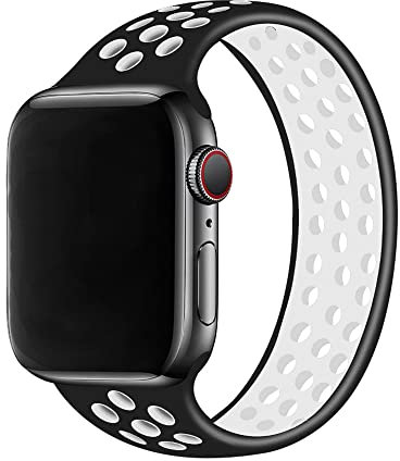 Correa de Silicona Compatible con Correa Apple Watch 38mm 40mm 41mm, Pulsera Deportiva Elástica Transpirable para iWatch Series 8 7 6 5 4 3 SE(XS,Blanco Negro)