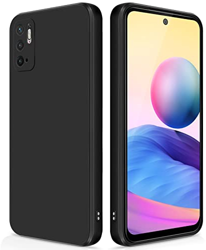 GiiYoon Hülle Kompatibel mit Xiaomi Redmi Note 10 5G/Xiaomi Poco M3 Pro, Hochwertiges Liquid Silicone Case, Rundumschutz Handyhülle, Kratzfestes Weiches Mikrofaserfutter- Schwarz