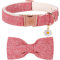 Elegant Little Tail Weihnachts-Hundehalsband Mit Schleife - Herringbone Rot Weiß, Strapazierfähiges Fliege-Halsband für Kleine Hunde