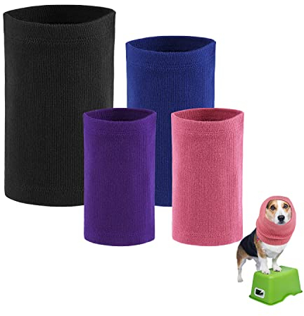 AIEX 4 Stück Head Cover Hund, Weich Ohrenschützer für Hunde Bunt Halstuch Hund zum Warmhalten Rauschunterdrückung Entspannung