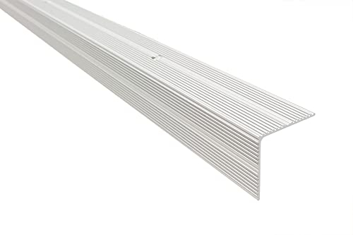 Effector Treppenkantenprofil zum Schrauben, 90 cm, 35x35 mm, Silber, Aluminium Bodenübergangsprofil, Übergangsleiste, Treppenschutzprofil, Treppenkantenschutz