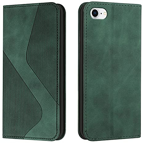 Mo-Somnus Cover per iPhone SE 2020/iPhone 8/iPhone 7 (4,7 Pollici), Custodia Portafoglio Cover Protettiva Libro Antiurto Case Flip Wallet Custodia Pelle PU con [3 Slot per Schede] [Magnetica] (Verde)