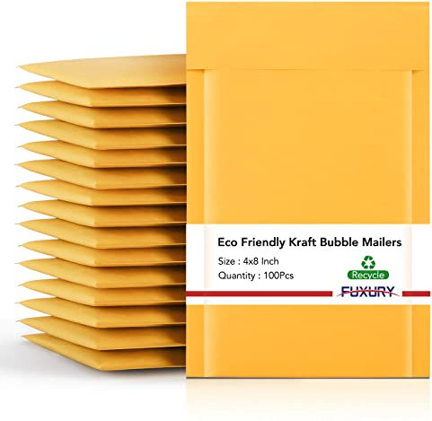 Fuxury Luftpolster-Versandtaschen aus Kraftpapier, 100 Stück, stark haftend, gepolsterte Umschläge, gepolsterte Luftpolster-Versandtaschen für kleine Unternehmen, Bulk #000 Gelb