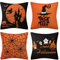 OCEUMACO Leinen Kissenbezug 50x50 Herbst Halloween Kissenhülle 4er Set Quadratisch Sofakissen Dekokissen Bezug für Couch Kürbis Kissen Kissenbezüge Outdoor Deko Zierkissen Couchkissen - Orange