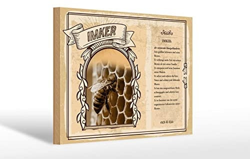 Femer Holzschild Berufe 30x20 cm Imker summender Honigschleuderer Schild Wooden Sign