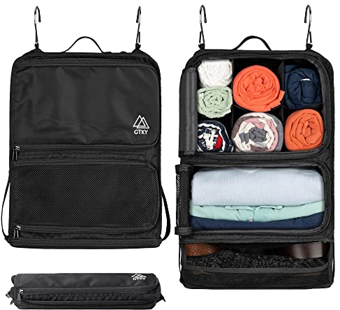GTKY: Koffer Organizer für Kabine und Rucksack, hängend, zusammenklappbar und kompakt, platzsparend, für Reisen, Wohnmobil, Camping
