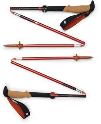 BLACK DIAMOND Pursuit FLZ Trekking Poles (Pair) | Adjustable Z-Pole Design | Natural Cork Grips | Lightweight Aluminum Hiking Poles | Black-Octane | Medium/Large