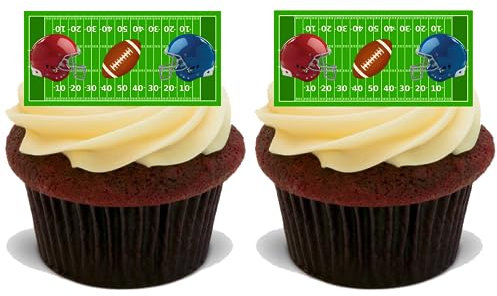 54x AMERICAN FOOTBALL Premium Edible Stand Up Rice Wafer Cup Cake Toppers USA D9