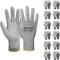 HPHST PU Besichtet Arbeitshandschuhe, 12 Paar Arbeit Handschuhe für Herren und Damen Rutschfeste Montagehandschuhe Gartenhandschuhe mit PU-Beschichtung für Bauarbeiter Mechaniker, Grau (XXL)