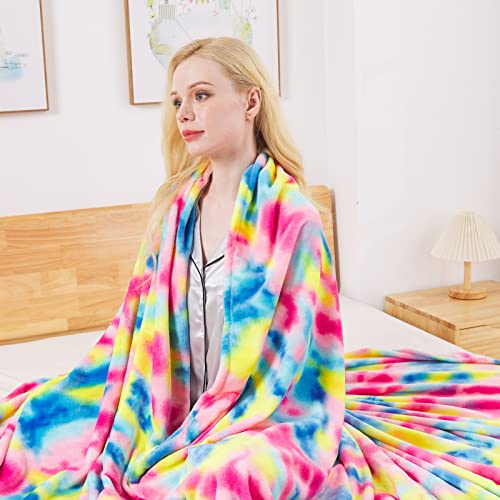 HOZY Kuscheldecke Flauschig Regenbogendecke - Fleecedecke Warme Sofa Decke für Winter, Kuschlige Wohndecke Kinder Weich als Wohnzimmer, Blanket 130x150cm