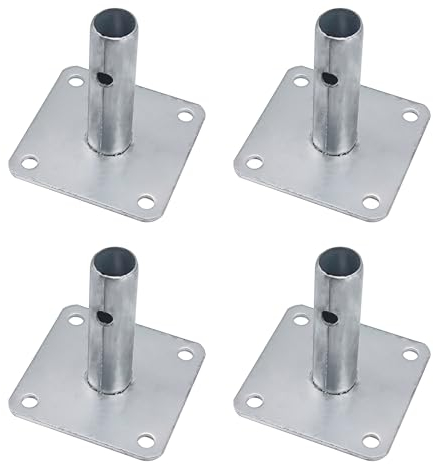 ASTAMOTOR 4 PCS Scaffold Base Plates with Pins for Baker Style Scaffolding, Galvanized