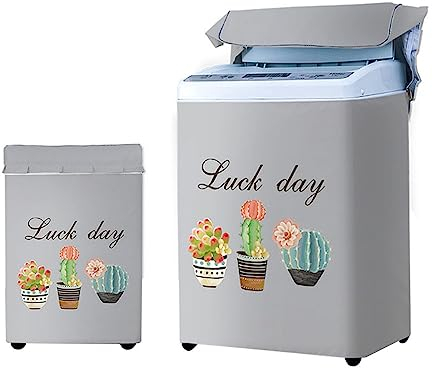 Odot Housse Machine a Laver Chargement par Le Haut, Couvre-Machine Protecteur Anti-Poussière Couverture pour Machine Lave-Linge et Sèche-Linge (Capacité XL 8.5-12kg,Cactus)