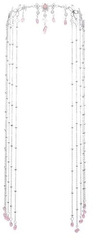 fdsmall Frauen Stirnband Kopf Kette Kristall Kopf Kette Kopfbedeckung Fee Haar Ornamente Stirn Kette Kristall Stirnband Haarmode Lange Quaste Kopfbedeckung Haarnadel für Frauen Haarschmuck (Silber)