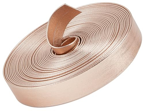 GORGECRAFT 5m Metallische Lederbänder 12mm Breit Glänzendes Flaches Roségold-Lederband Glänzendes PU-Leder Spitzenabstreifer Perlenschnur Band Basteln Doppelseitiges Kunstzubehör Für Herstellung