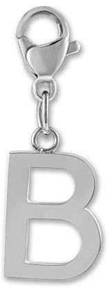 GD GOOD.designs Charms Anhänger mit Buchstabe B und Karabiner Verschluss - Initial Charm Silber aus Edelstahl für Bettelarmband - Valentinstag-Geschenk Für Sie und Ihn