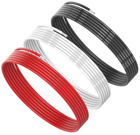 TANOSHIMI 12 AWG Silicone Cavo Elettrico 9m Silicone Cavo Elettronico 3.4 mm², Extra Flessibile 680 Fili 0.08mm Filo di Rame Stagnato per RC Auto Marine ecc