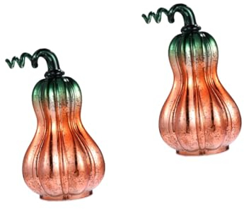 UKCOCO 2 STK Kürbis-LED-Leuchten aus Glas Glaskürbis mit Lichtern Halloween-Kürbisdekorationen Vasen Wohnkultur Kerzenhalter Halloween-Deko-Lichter Gartenbeleuchtung Herbst schmücken
