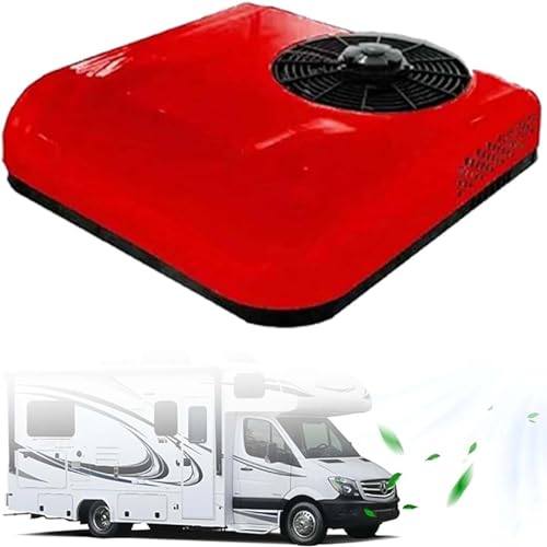 MAYFABD Aire Acondicionado De 12 V 24 V CC Aire Acondicionado De Techo De Caravana De Camión EléCtrico Universal Aire Acondicionado De Caravana Integrado Montado En La Parte Superior,Rojo,24v
