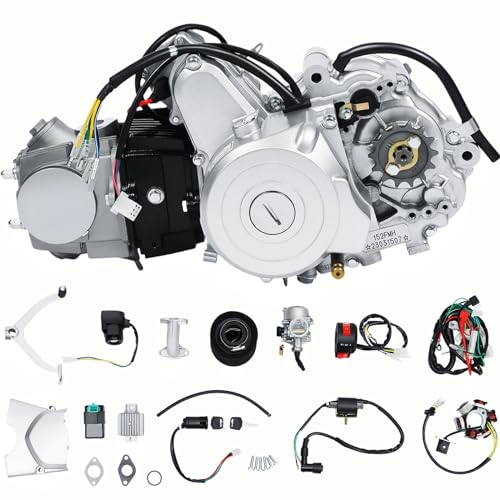 Garbenat 125ccm Motor 4-Takt Motorrad Motor Dirt Bike Motor 125cc Pit Bike Motor Kit luftgekühlt Benzin Engine mit Elektrischer Start Professionelle Motorrad Motor für ATV Go Kart Pit Bike