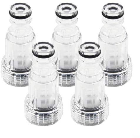 5 filtri di ingresso dell'acqua, in plastica trasparente, strumento di ricambio per idropulitrice per tubi da giardino
