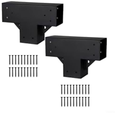 Pergola-Halterungs-Set, 3-Wege-Eckwinkel mit Sockel, Karbonstahl-beschichtete Pergola-Halterung für nominale Standard-Holzpfosten (2 Stück)