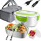 kisidus Gamelle Chauffante Electrique Lunch Box Électrique Chauffante 60W Boîte Repas 220V 12/24V 1,5L Pour Maison Voiture Camion - Vert