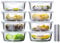 Bstask Recipientes redondos de vidrio con tapas, recipientes redondos de vidrio para preparación de comidas, recipientes de vidrio para alimentos con tapas de cierre a presión, recipientes de vidrio