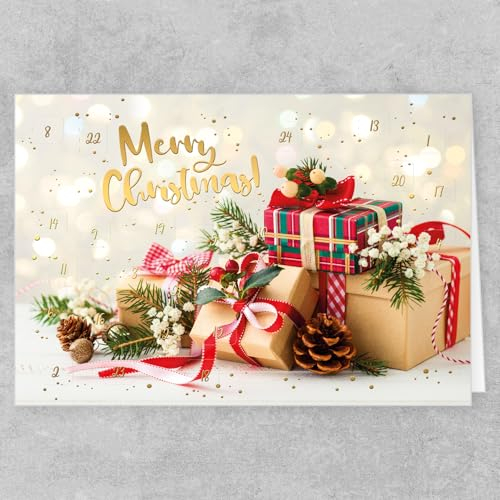 PremiumLine Weihnachtskarten | 5 Stück | Interaktiver DIN A5 Adventskalender mit 24 QR Codes | vegetarische Rezepte zum Kochen & Backen für die Adventszeit | Skorpion Karten