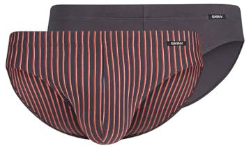 Skiny Herren Brasil Slip 2er Pack Cotton Advantage 086974 Gr. M in Iron Stripes Selection