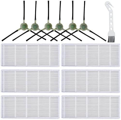 EATBALE Replacement Parts Accessories for Lefant M210 M210S M210B M213 M213S for OKP Life Robovac K2 K3 K3A K4 K5 Robot Vacuum Cleaner, 6 HEPA Filters, 6 Side Brushes, 1 Cleaning Brush (12 Pcs)