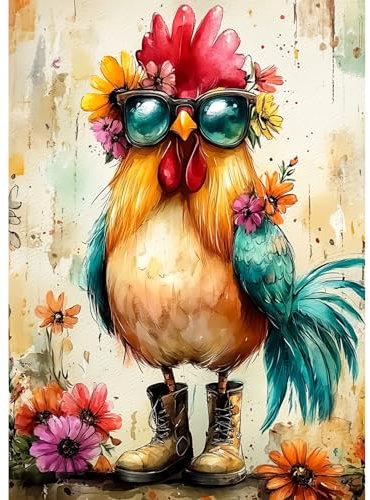 AIRDEA Huhn Diamond Painting Erwachsene, DIY 5D Blumen Diamant Painting Bilder, Bastelset Erwachsene Frauen als Haus Wanddeko 30x40 cm