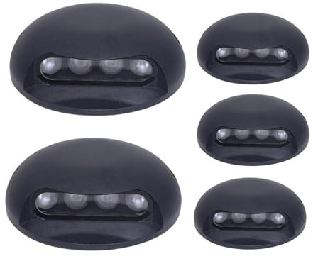 5 Pack Landscape Lights - Outdoor Buried Lights - LED Outdoor s, 1 Side Illuminated Well Light, IP65 Waterproof Surface Mount Low Voltage Step Garden Fence Well Deck Landscape Lamp(Blue,4W-D (Yel