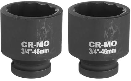 sourcing map 2 llaves de vaso de impacto de 12 puntos de 3/4 pulgadas de 46 mm para reparación de automóviles, fácil extracción