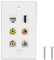 MEIRIYFA HDMI RCA 6 Port Keystone Wandplatte, HDMI Coax CAT6 Ethernet RCA Ethernet Wandsteckplatte Panel 3 RCA +1 Cat6+1 Coax Kabel TV F Typ Port+1 HDMI Buchse zu Buchse Insert Wandplatten (Weiß)