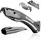 Delphin®-03 Teppichmesser, Design Edition, Feststehende Klinge, Profi Cuttermesser, Alu, Klingen und Kunststoffköcher, Rechts- u. Linkshänder