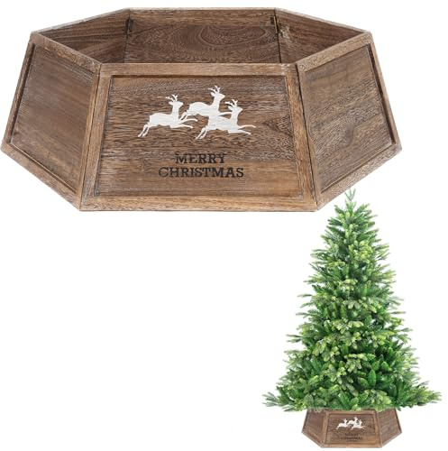 Base per albero di Natale, 80 cm, pieghevole, in legno, per albero di Natale