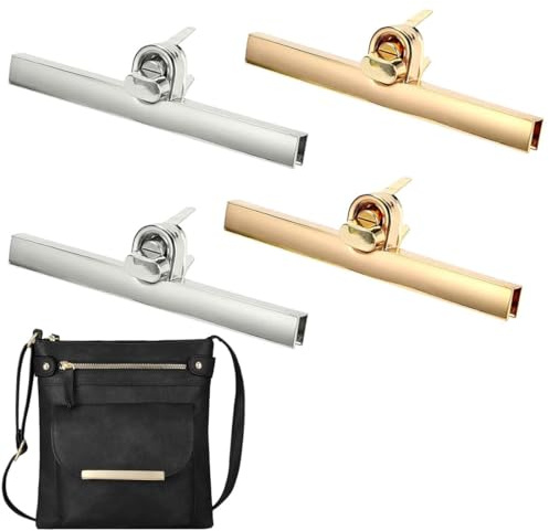 YUZNA 4 Pezzi Chiusure per Borse in Metallo, Uncinetto Serratura Borsa, Fai da Te, Rotante Serrature Adatto per Portafoglio, Borse in Pelle, Uncinetto (Oro Chiaro/Argento)