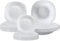 Paluplus Set 18 Piatti Quadrati per 6 Persone in Vetro Opale Temperato Bianco, Set composto da Piatto Fondo Diam.22,5cm, Piatto Piano Diam.27cm e Piattino Dessert Diam.20,2cm -8697F