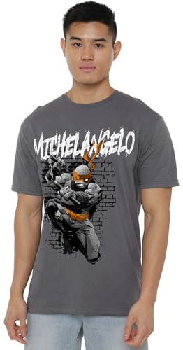 manji-devlin corporation TMNT TMNT Michelangelo Unisex T Shirt, Charcoal, Medium