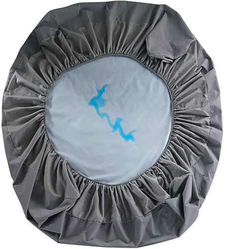 Wasserdichter Baumwoll-Matratzenschoner in Grau - Rundes Spannbetttuch mit tiefer Tasche und Gummizug - Pflegeleichter, waschbarer Bezug für ein Bett mit 79er Durchmesser,Diameter200cm(79inch)