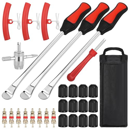 Zocipro 29 Stück Reifenmontierhebel & Montiereisen Motorrad – Reifenwechsel Werkzeug Set, Reifenmontiergerät, Reifenheber Motorrad & E-Scooter, Reifenmontage mit 3 Felgenschützern für Fahrrad & Wagen