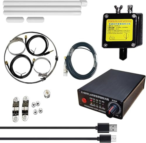 K-480WLA Portable Shortwave Radio Active Loop Antenna 0.5MHz-500MHz Full Band LW/MW/SW/FM/VHF/HF/Air 6 Metres 30dBi SDR Ham Radio Antenna with 1800mAh Battery (Built-in Filter)