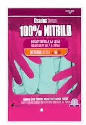 Genérico Guantes 100% nitrilo Bosque Verde talla mediana resistentes a la lejía Paquete 2 ud. Pack 2