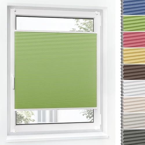 Jalousiescout Wabenplissee ohne Bohren Verdunklung—Thermo plissee Klemmfix Zweifarbig 70x100cm Grün-Weiß, Sonnen-, Sicht- & Hitzeschutz Jalousie verdunklung für Fenster & Tür